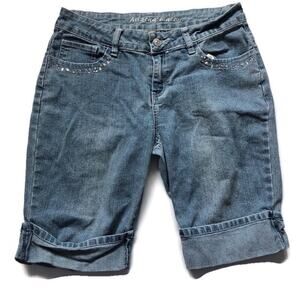 Arizona Jean Co. Girls Rhinestone Bermuda Shorts Size 16 Regular